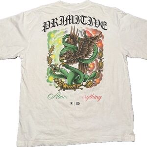 Pre-owned Vintage Primitive White Tee with Eagle and Snake Design